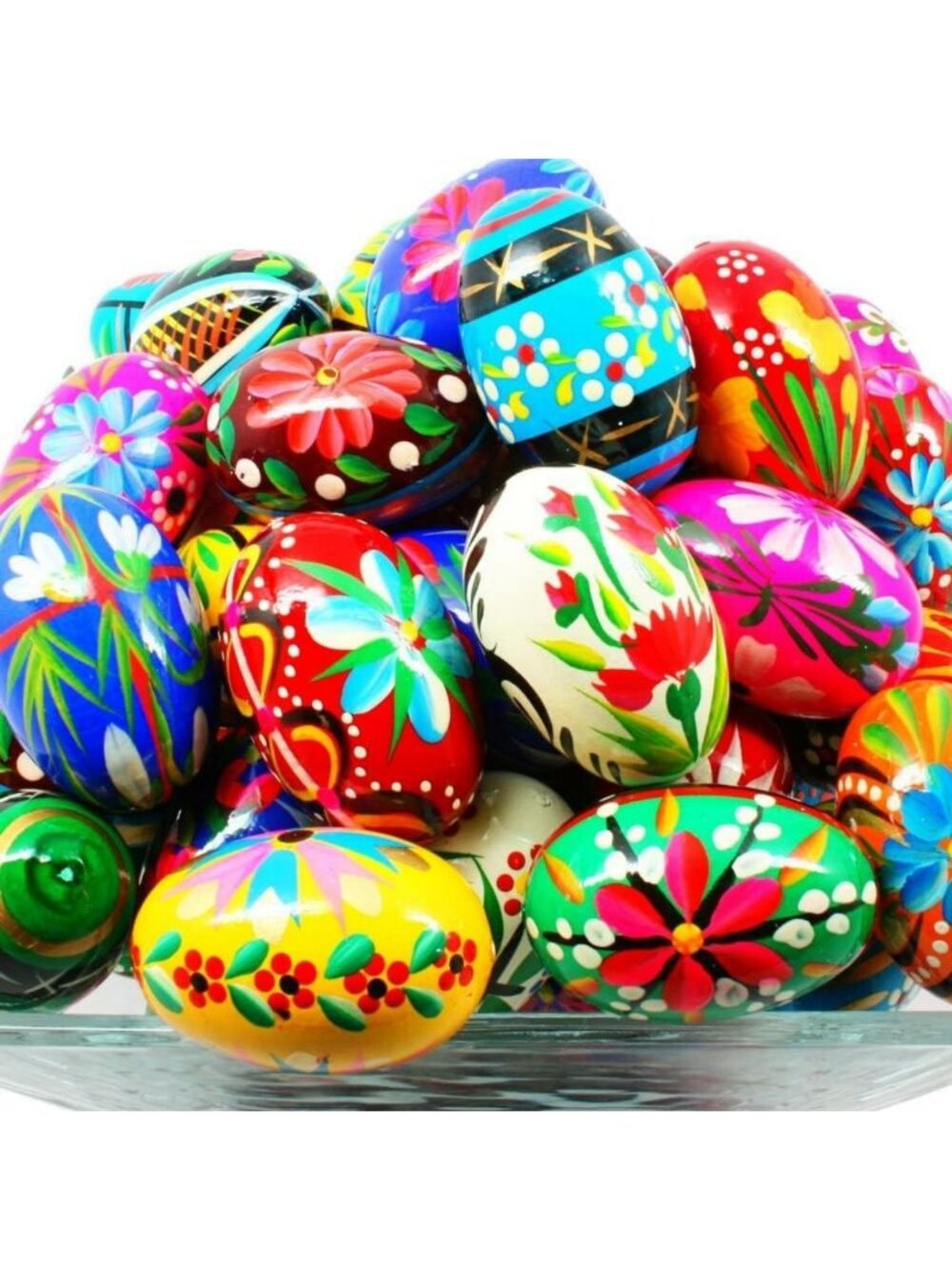 Set of 12 Hand Painted Wooden Easter Eggs - Medium Decorative Spring Decor